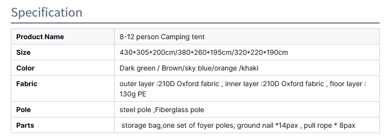 Customized large luxury tents for 5-8 people - Camping Tent - 3