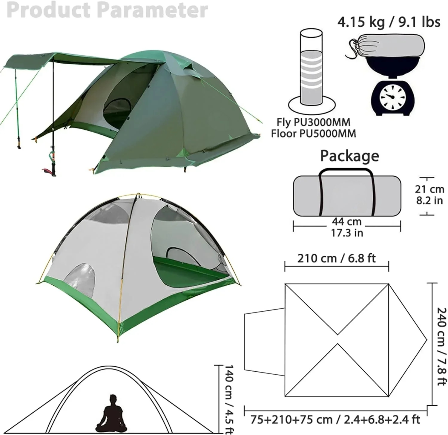 Outdoor camping 4 people 4 seasons tent - Camping Tent - 4