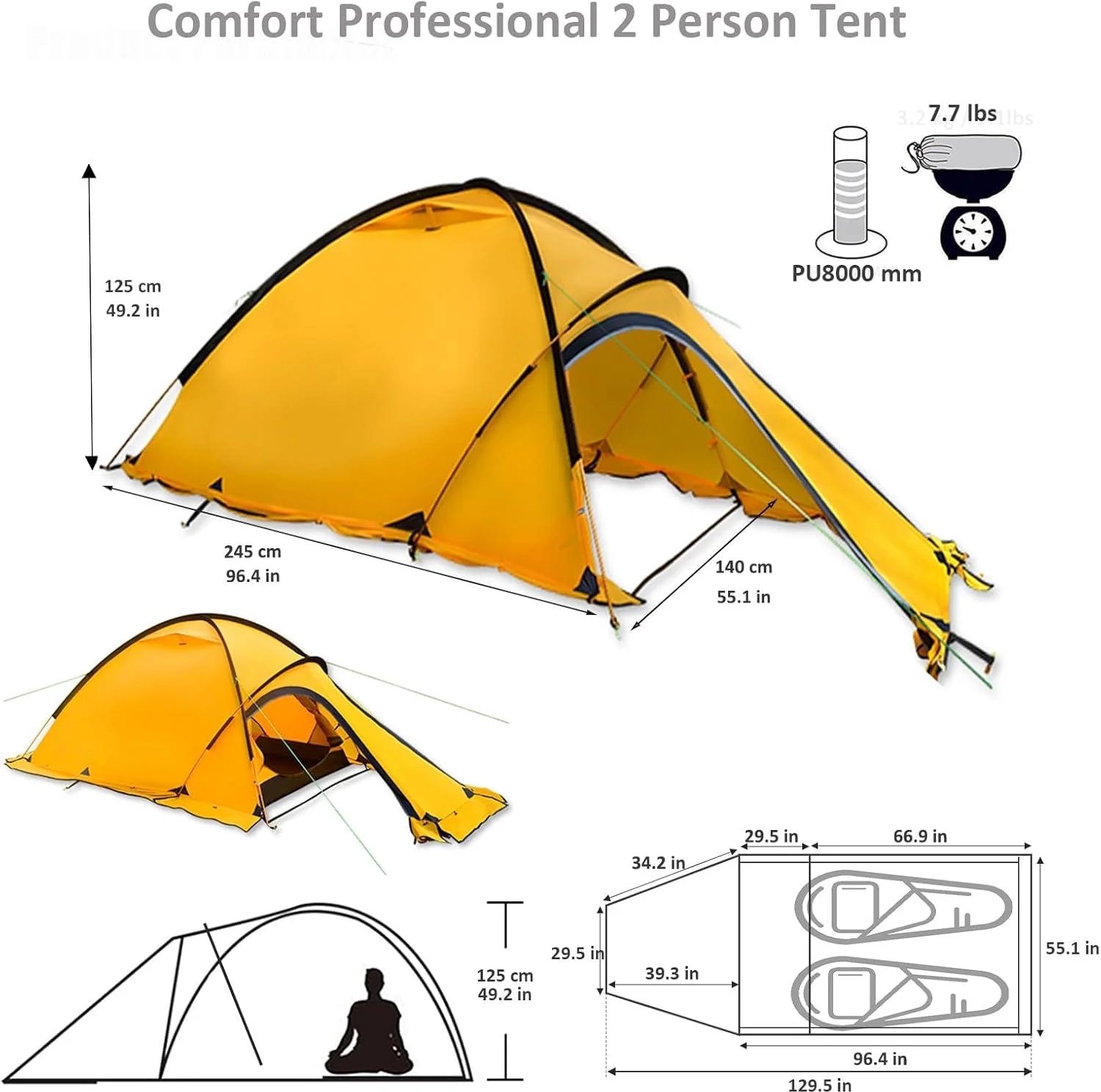 2-Person 4-Season Alpine Tent - Camping Tent - 4