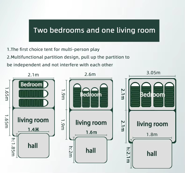 Two rooms with oversized outdoor camping tents - Camping Tent - 8